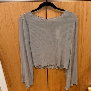 Astr Slate Gray Pleated Blouse